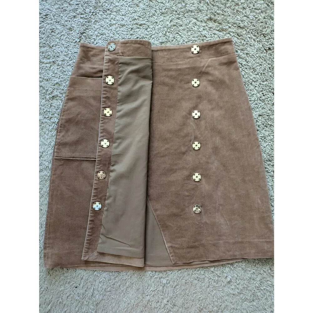 Banana Republic Corduroy Wrap Skirt Womens 4 Brown Twee 70S Academia Preppy
